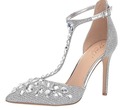 Jewel Badgley Mischka Women's UMAY Shoe, Silver Fa