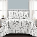 Lush Decor Paris Bonjour 3 Piece Quilt Set, King -