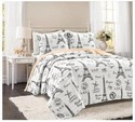 Lush Decor Paris Bonjour 3 Piece Quilt Set, King -