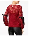 Lilly Black juniors Red Lace Top-Medium