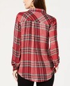 Style & Co. Womens Plus Metallic Plaid Button-Down