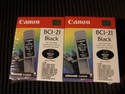 2 New Sealed Box Genuine OEM Canon BCI-21 Black In