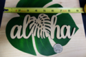 Laser Cut Wooden Aloha w/ Monstera Leaf Sign Wall 