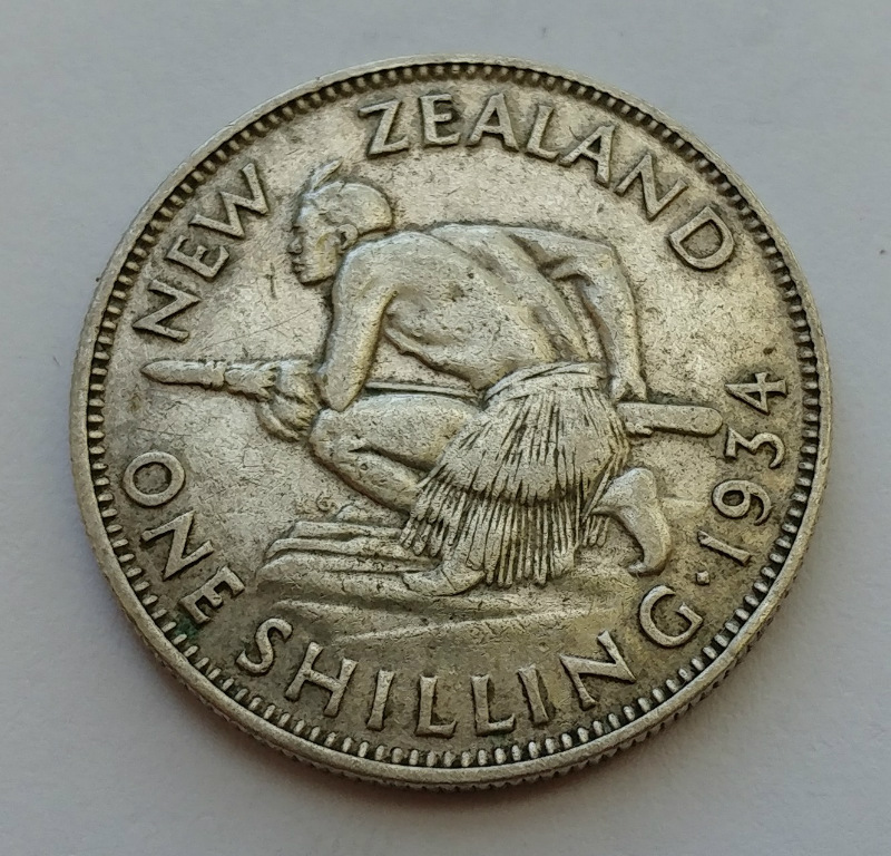 1934 New Zealand One 1 Shilling .500 Silver Coin eBay