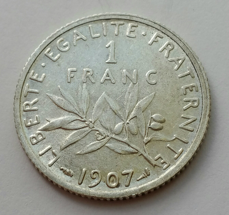 Rare 1907 France 1 Franc .835 Silver Coin eBay