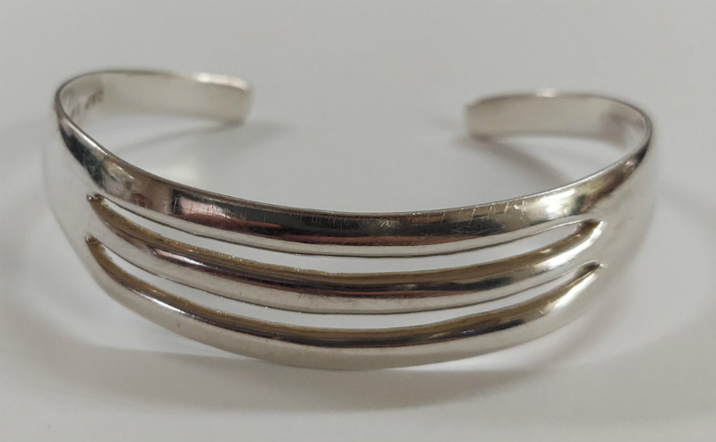 Estate Jewelry Mexico TJ JVC Bangle Bracelet .925 Sterling Silver 7