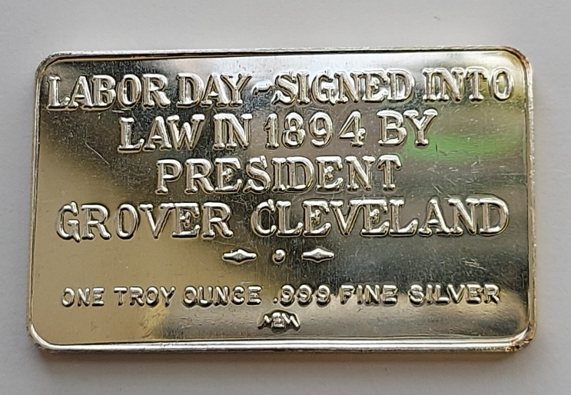 1973 Labor Day 1 Troy Ounce Of Pure .999 Silver Bar