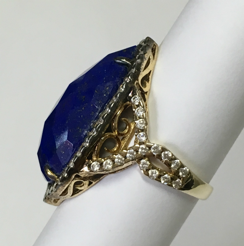 Stunning Ladies Stauer Lapis Lazuli Ring Sterling Silver Band Size 10.5 ...