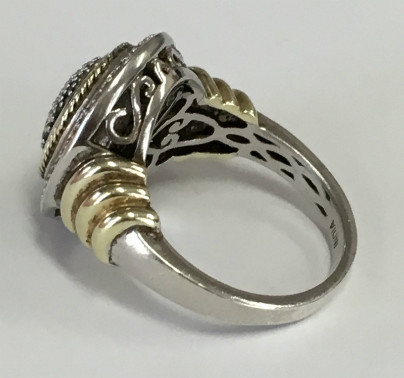 Estate JWBR Oval Diamond Ring Sterling Silver Gold Wash Band Size 6 eBay