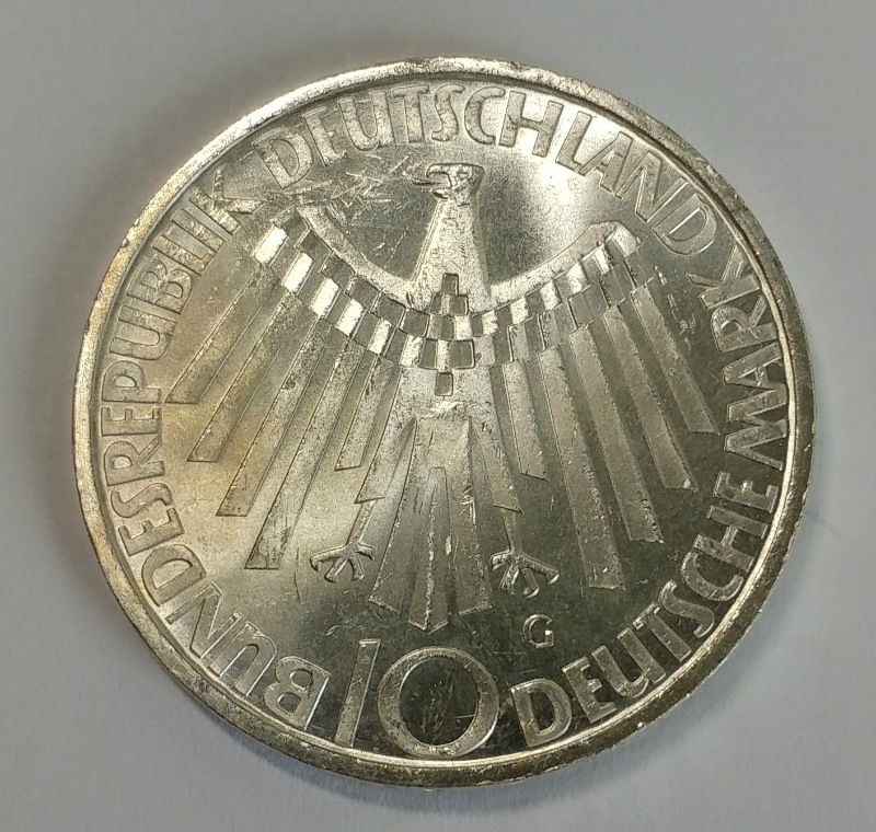 1972 G Olympic Germany 10 Mark Uncirculated 625 Silver Coin Ebay