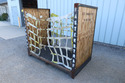 Box truck fork lift cargo bins with straps shippin