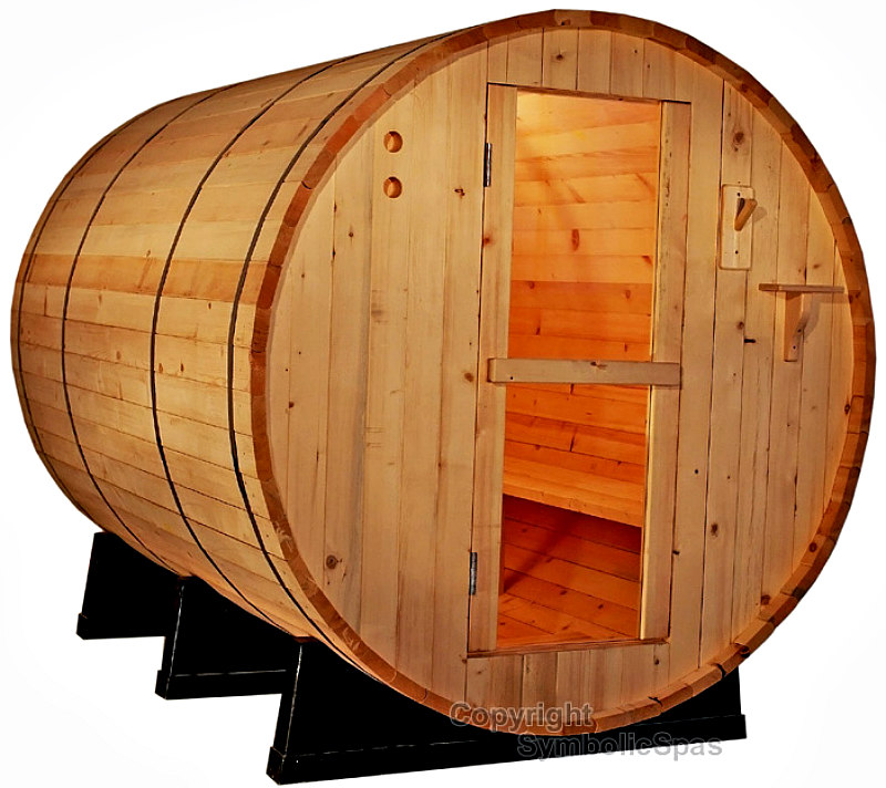 4 PERSON OUTDOOR 6' BARREL STEAM SAUNA Red Cedar 6KW Wet Dry Heat Lava ...