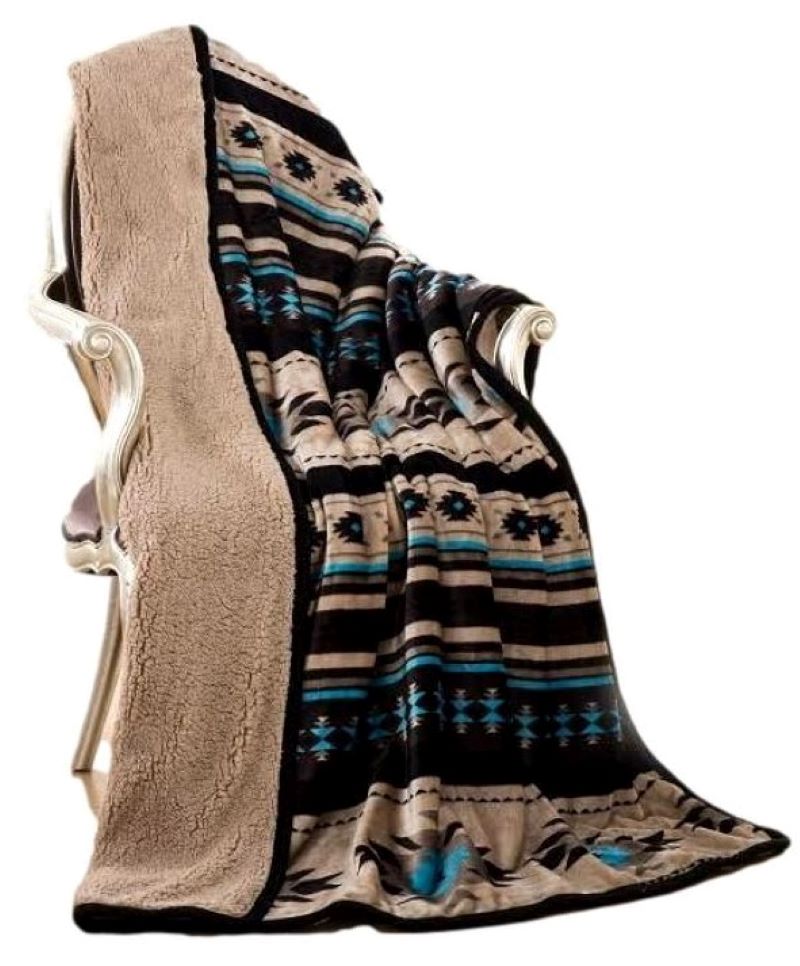 Decorate With Daria THROW BLANKET 4'x5' Southwest Tan Black Aztec
