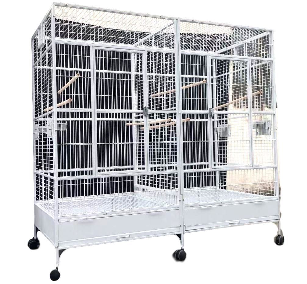 Decorate With Daria BIRD CAGE Large White Double Macaw Parrot Slide