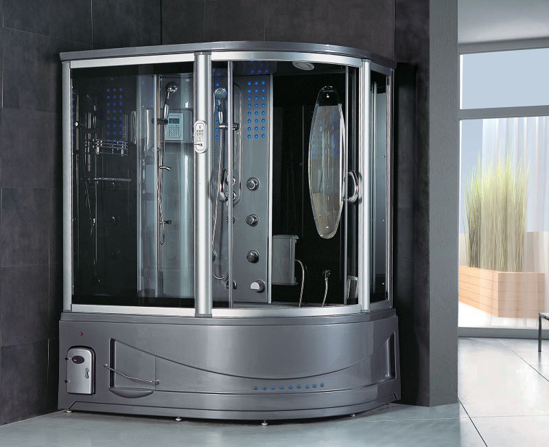 Decorate With Daria STEAM SHOWER + JETTED BATHTUB 2 PERSON GRAY CABIN