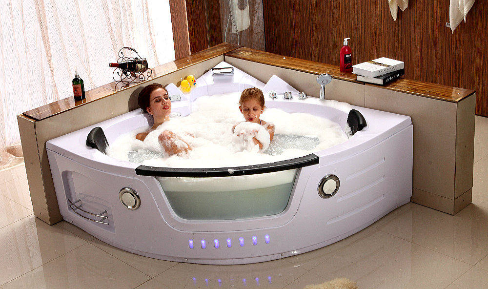 2 PERSON BATHTUB CORNER Whirlpool Tub SPA Therapy Massage ...