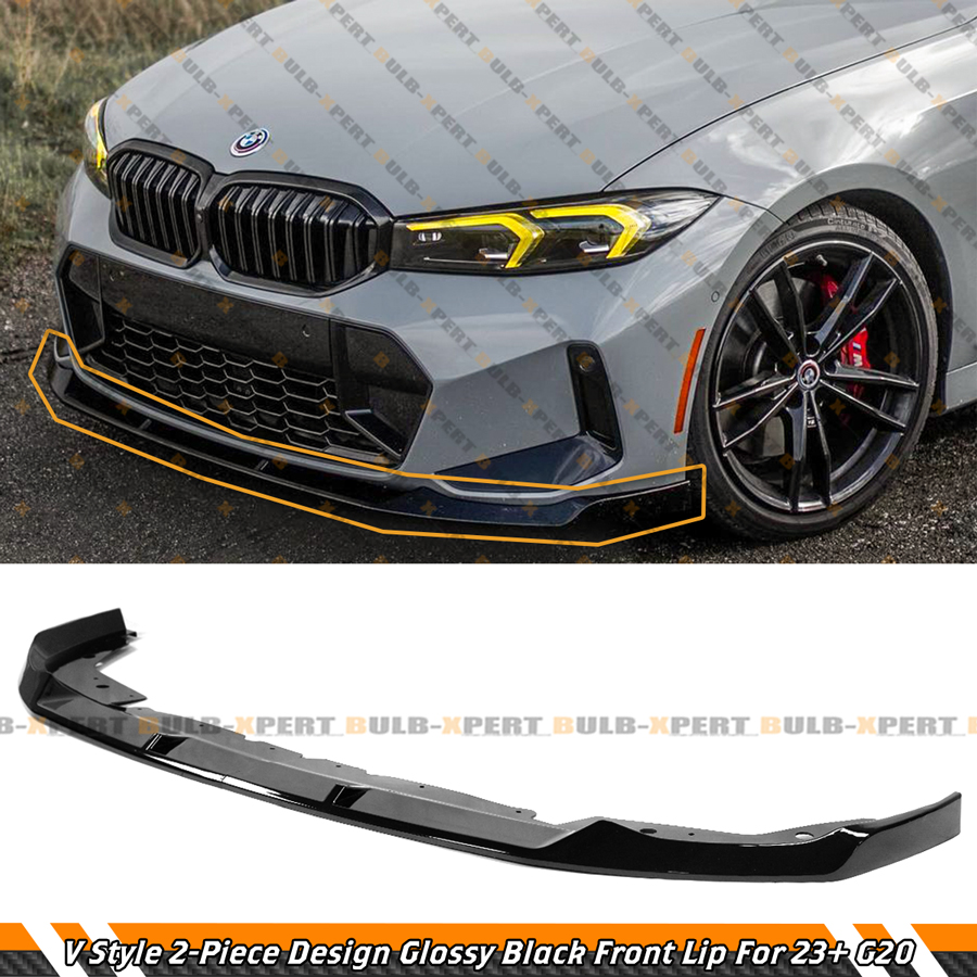 thumbnail image 2 of GT Style Gloss Black Front Bumper Lip Kit For BMW G20 330i M340i M Sport 2019-2022 – 3-Piece Set 2 of 3