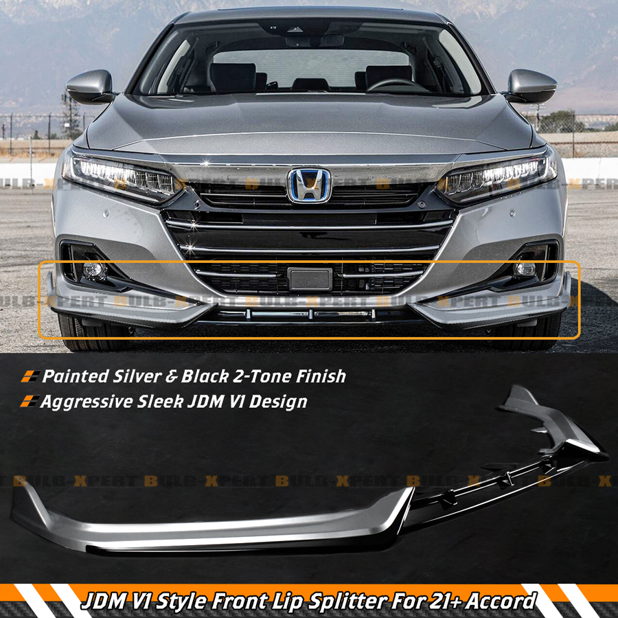 FOR 2021-2022 ACCORD V1 JDM 3PC LUNAR SILVER METALLIC FRONT BUMPER