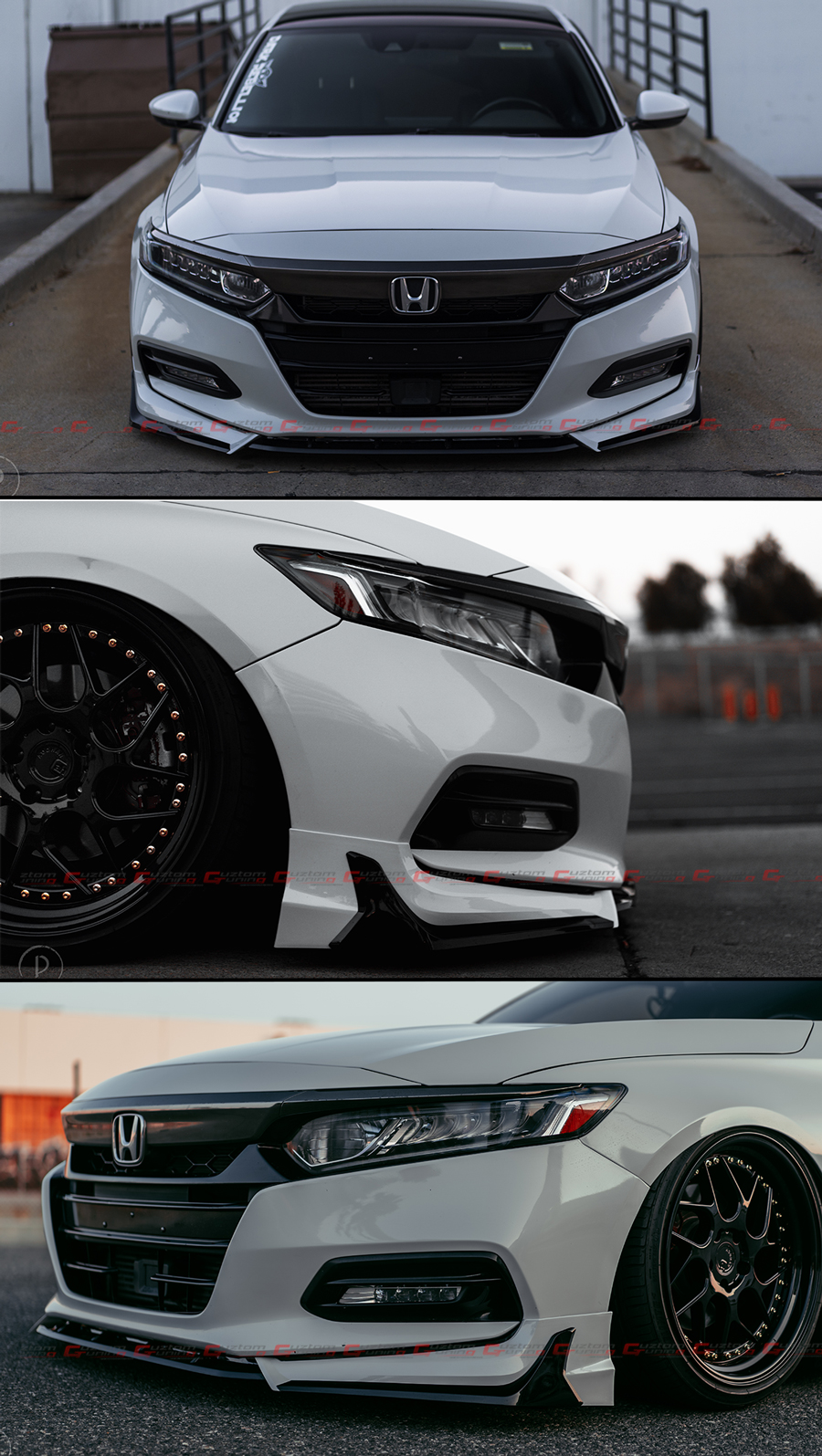 Front Bumper Lip Splitter Kit For 2018-2020 Honda Accord | Painted White Pearl & Black | Bolt-On Spoiler