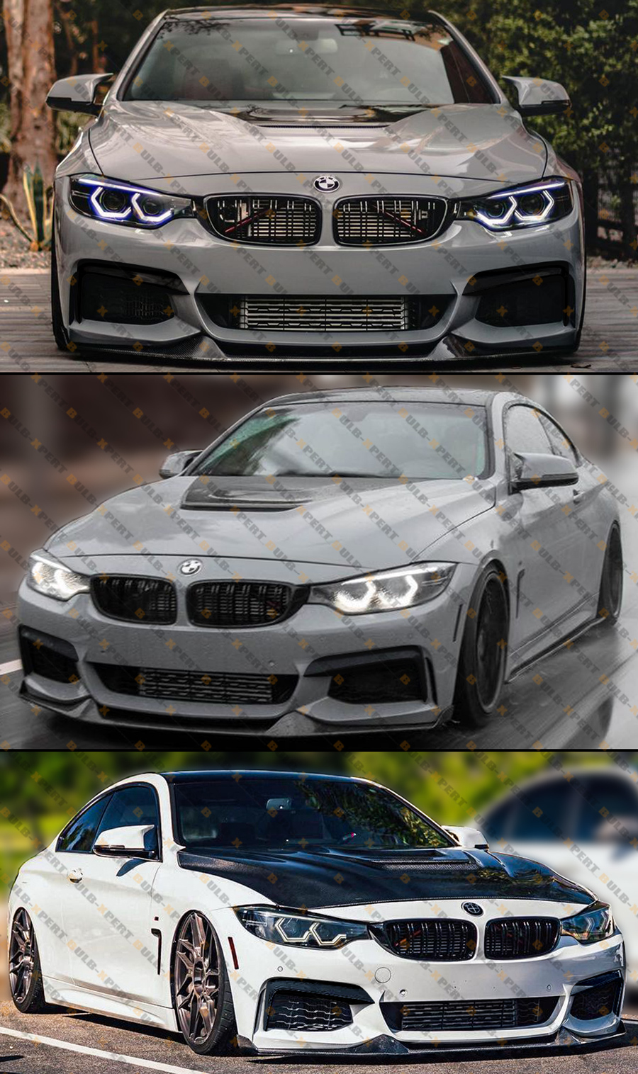 FOR 2014-20 BMW F32 F36 M SPORT MAD STYLE BLACK FRONT LIP + AIR