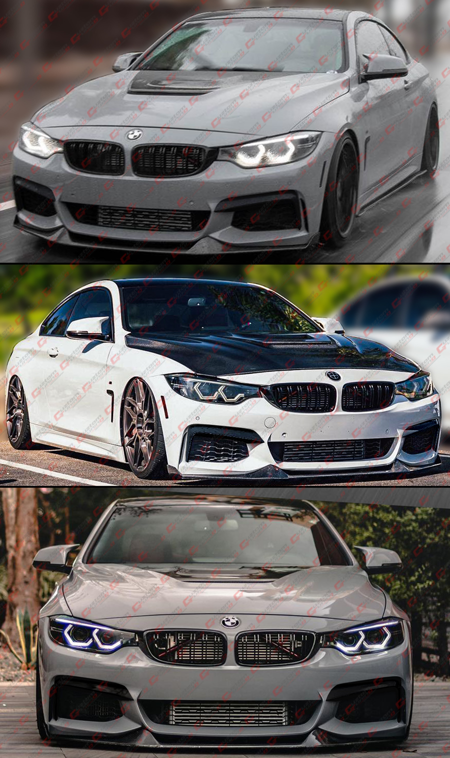 FOR 14-20 BMW F32 F36 4 SERIES M SPORT MAD STYLE BLACK FRONT LIP +