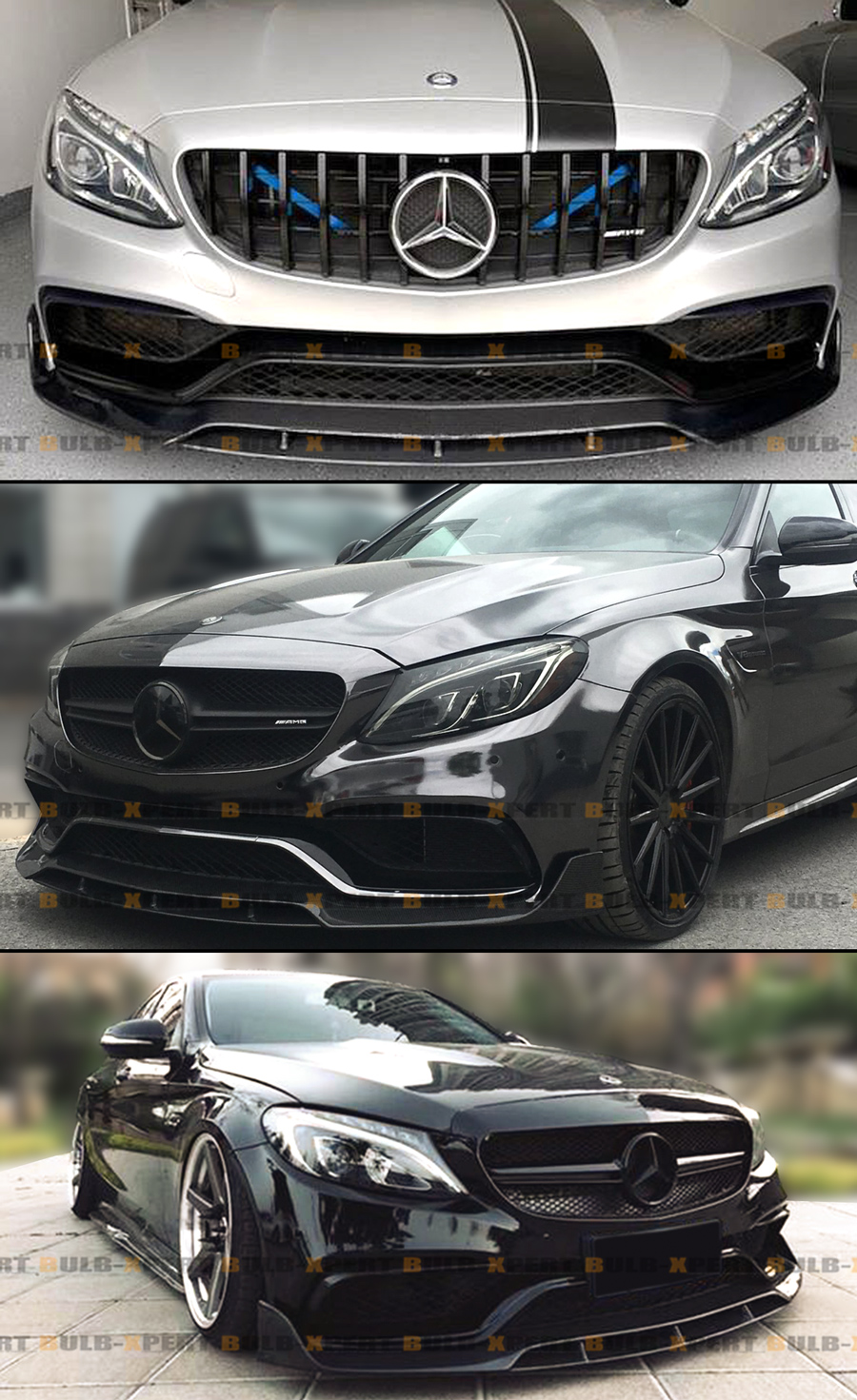 FOR 2015-2021 MERCEDES BENZ W205 C63 AMG S GLOSS BLACK B STYLE