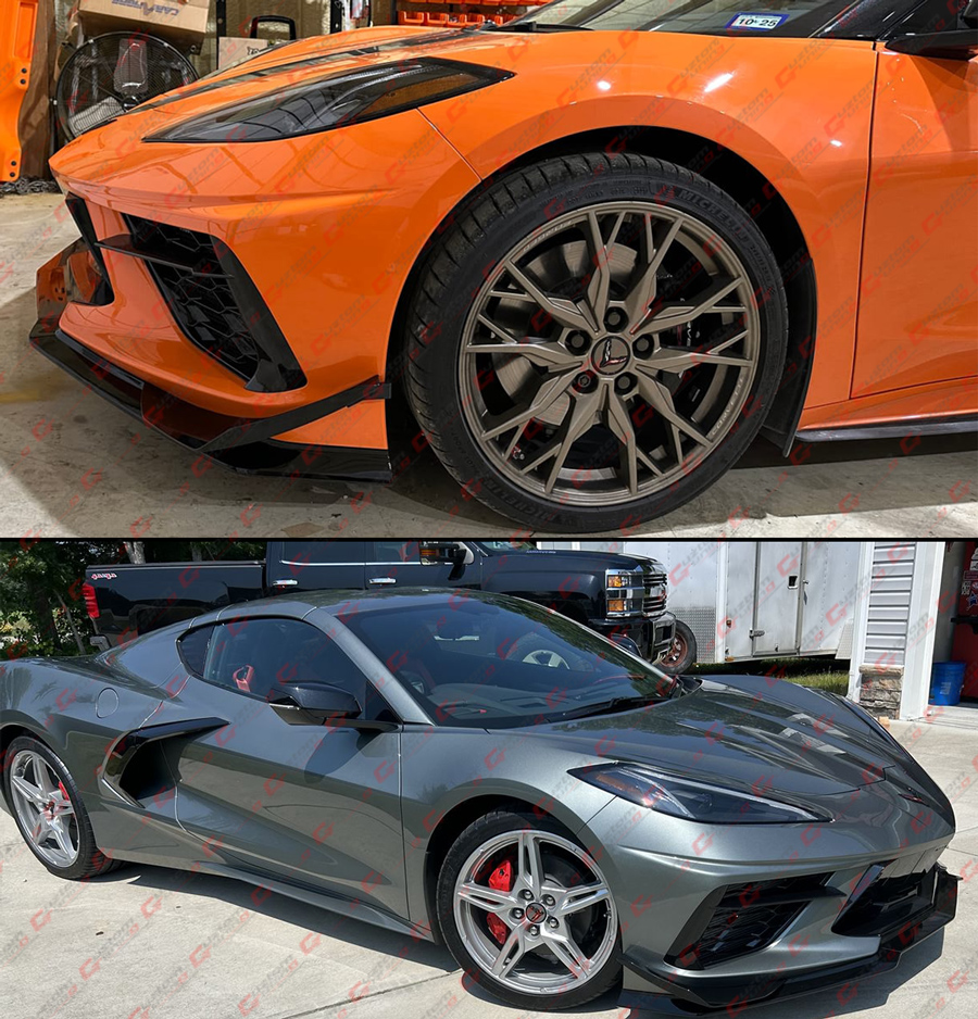 For 20-25 Corvette C8 Z51 Z07 Style Gloss Black Front Bumper Lip