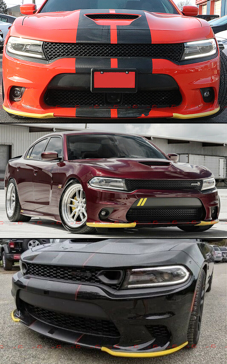 FOR 15-19 DODGE CHARGER SRT SCAT PACK FRONT BUMPER LIP LOWER TRIM GUARD ...