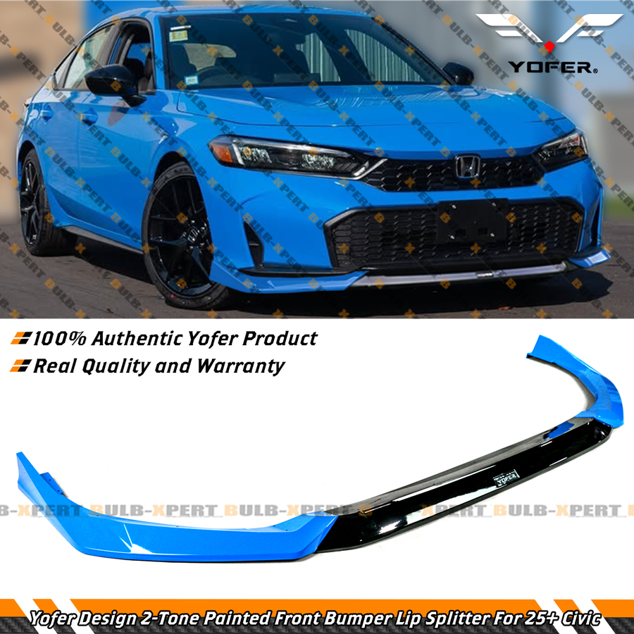 For 2025-26 Honda Civic Yofer Boost Blue Black 2 Tone Front Bumper