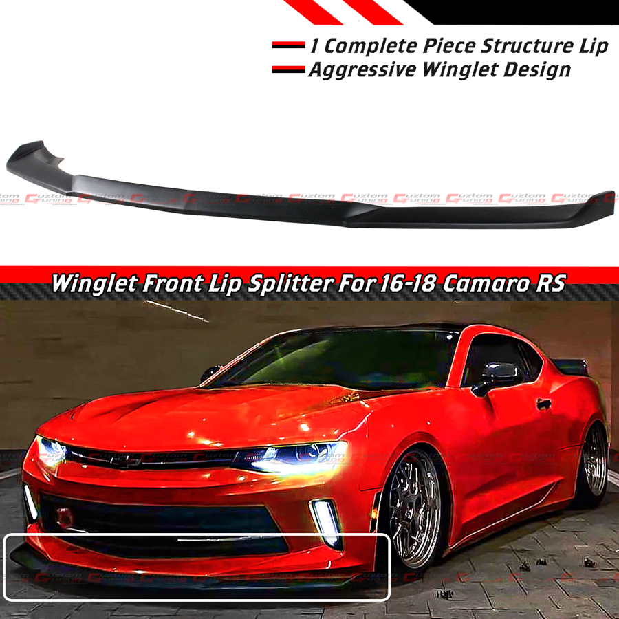 JHMHCOQ Spoiler Avant 3 Pièces Pour Chevy Pour Camaro SS / 2019-2024 LS LT RS Séparateur Lèvre Pare-Chocs Carrosserie Becquet Fiber Carbone. Chocs De VoitureBecquets Avant(Style Fibre De Carbone