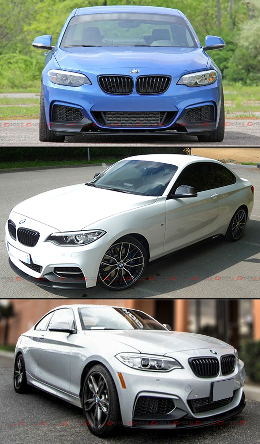  NINTE Front Lip for 2014-2021 BMW 2-Series F22 M Sport Bumper,  ABS Painted Gloss Black Double-Deck Front Bumper Spoiler Splitter Wing :  Automotive