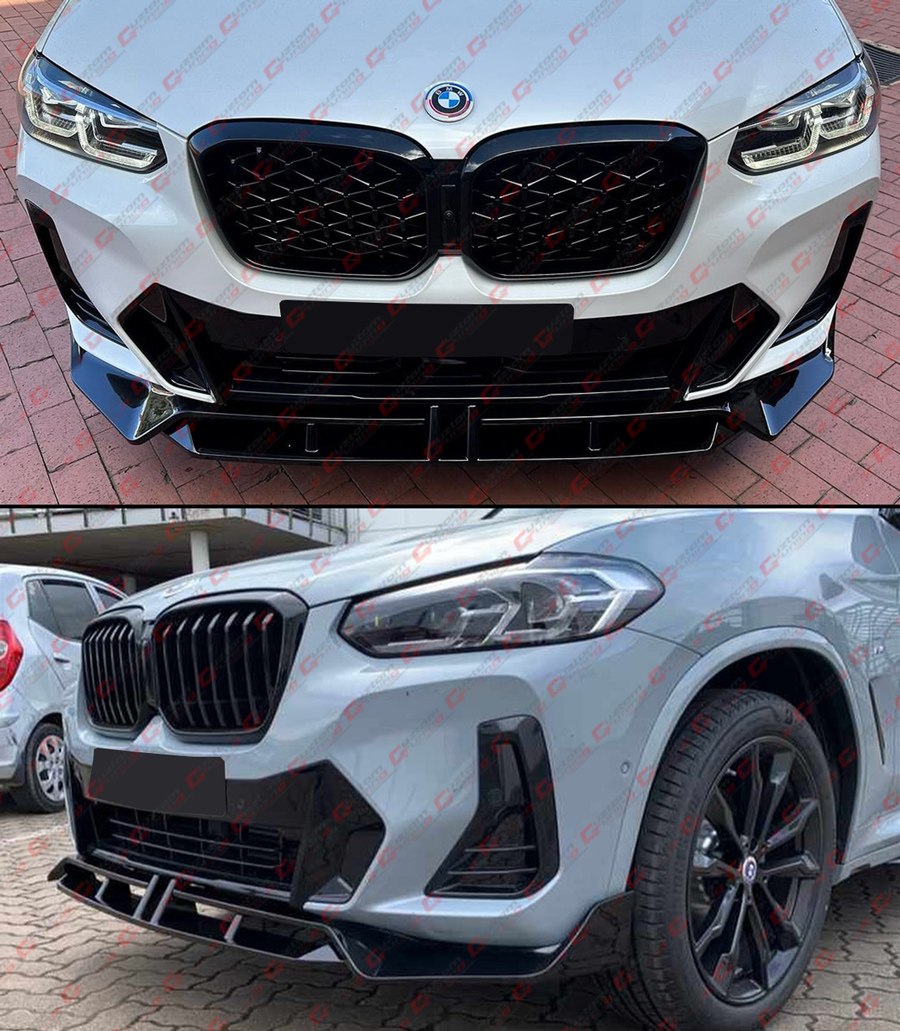 Splitter Paraurti Anteriore Per BMW X3 G01 / X4 G02 M Pack 2022-2023 - Accessorio In Nero Lucido Per Stile E Protezione