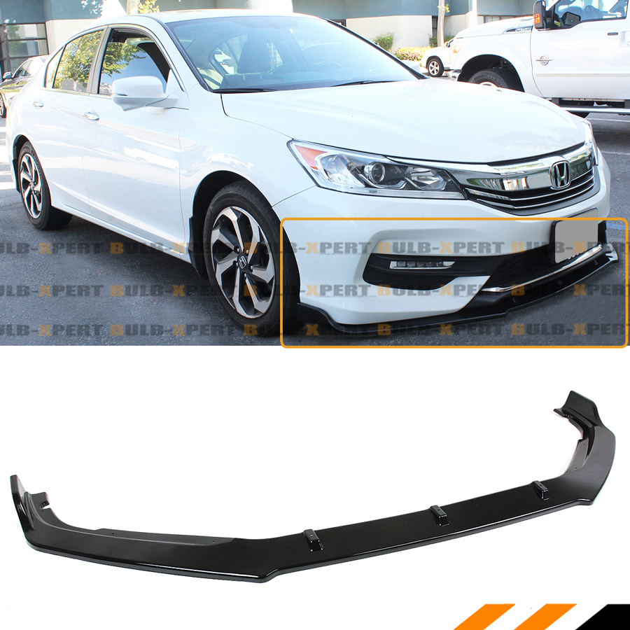 FOR 16-17 HONDA ACCORD GLOSS BLK JDM GT STYLE FRONT BUMPER LIP SPOILER ...