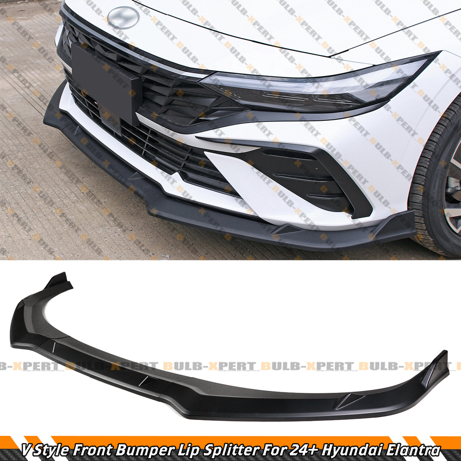 Gloss Black Front Bumper Lip Spoiler Kit For 2021 Hyundai Elantra - 3 Piece Body Kit, Easy Install 6 thumbnail image
