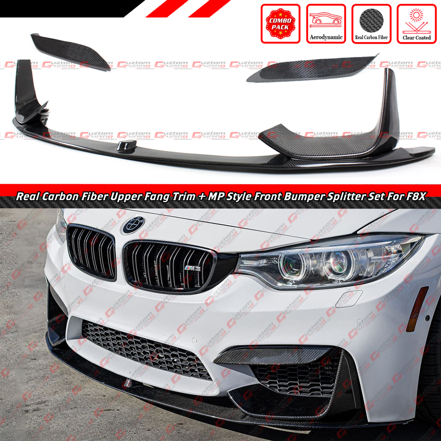 For 15-19 BMW F8X M3 M4 Carbon Fiber MP Style Front Lip + Bumper