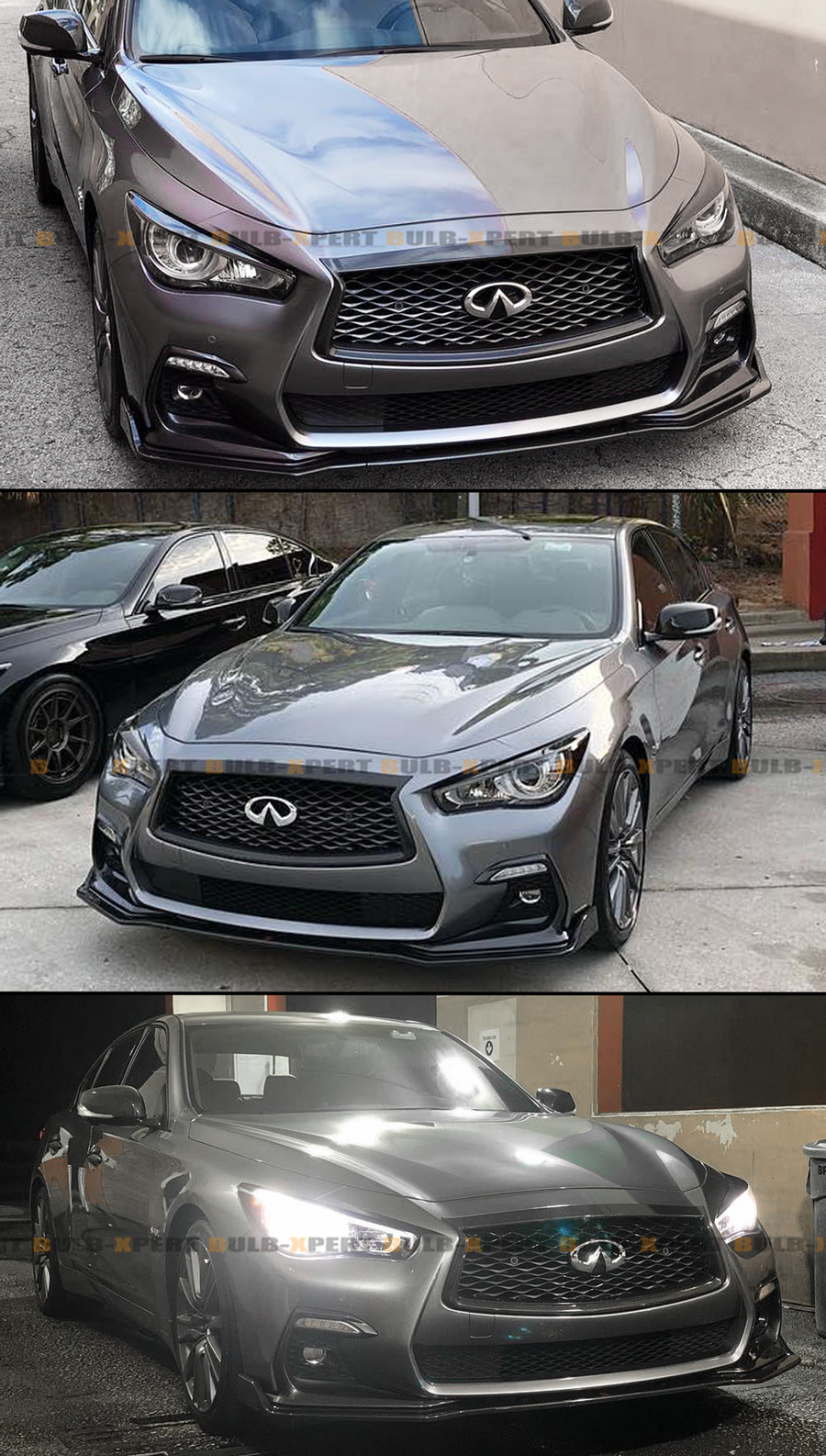 FOR 182021 Infiniti Q50 Sport Unpainted Black Front Bumper Lip Spoiler