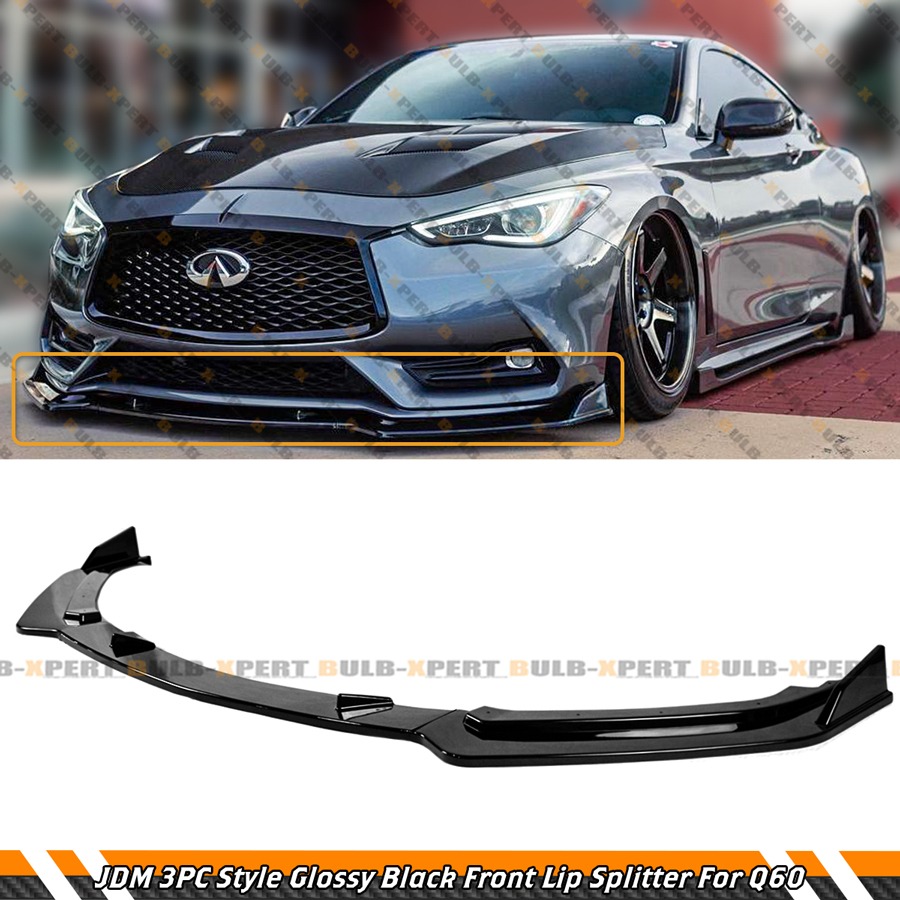 Winglet Style Front Bumper Lip Spoiler Splitter For 2018-2021 Infiniti Q60 Base Luxe