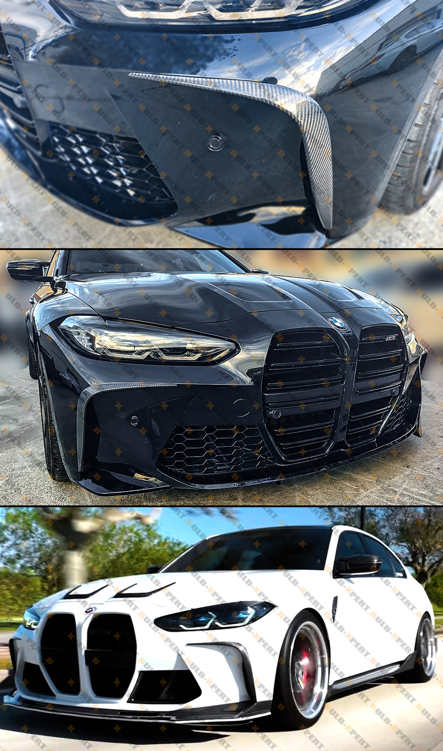 For 2021-26 BMW G80 G82 M3 M4 Carbon Fiber Front Bumper Garnish