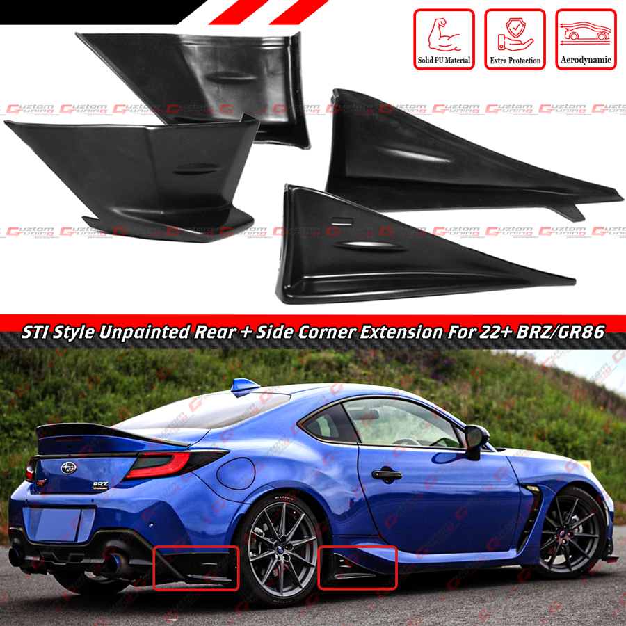 For 2022-26 Subaru BRZ Toyota GR86 JDM Side Skirt Extension + Rear