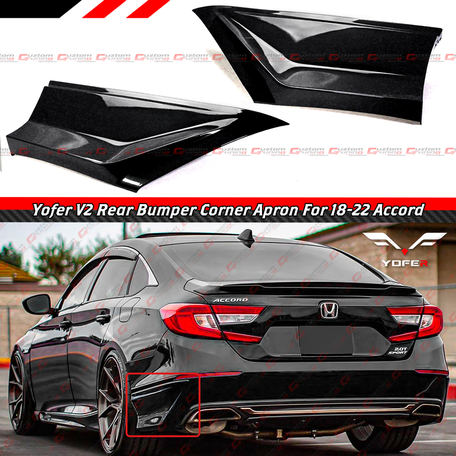 FOR 18-2022 HONDA ACCORD YOFER V2 GLOSS BLACK REAR BUMPER SIDE