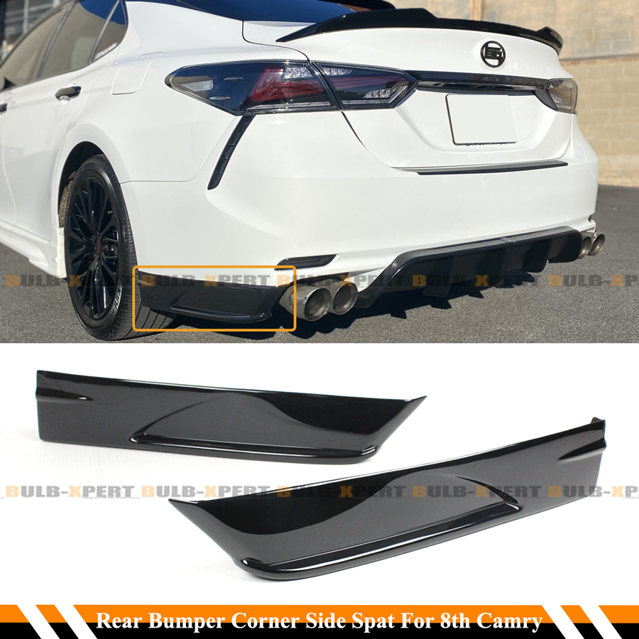 FOR 2018-2020 TOYOTA CAMRY SE XSE V3 GLOSS BLACK REAR BUMPER CORNER ...