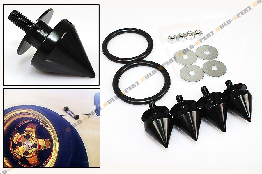 Black Aluminum JDM Spiked Bumper Fender Quick Release Fasteners