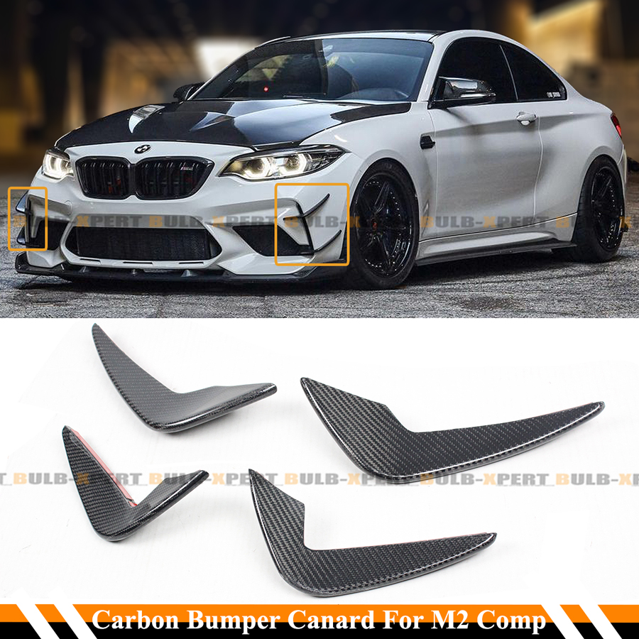 For 19-21 BMW F87 M2 Competition Carbon Fiber Bumper Shark Fins Winglet  Canards