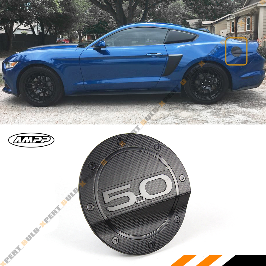 For 15-2020 Ford Mustang 5.0 Carbon Fiber Texture Add-on Gas Fuel Door