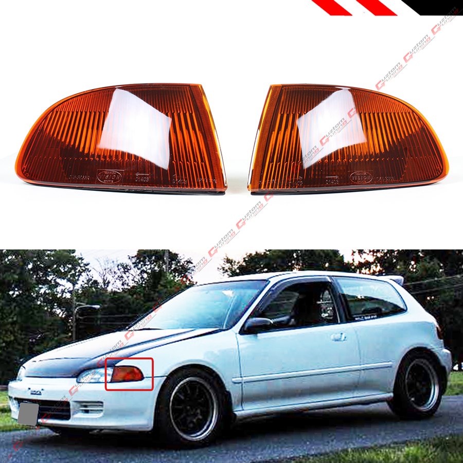 For 92 95 Civic 2 3 Door Eg Jdm Vision Dark Amber Turn Signal Corner Lamp Lights Ebay