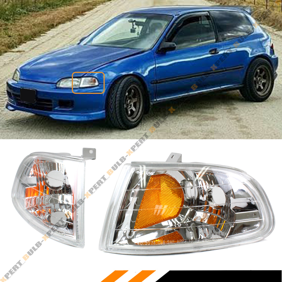 Details About For 92 95 Honda Civic 2 3 Door Eg Corner Lamp Signal Lights Clear W Amber Bulbs