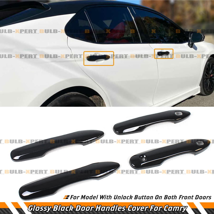 For 2018-2024 Toyota Camry Gloss Blk Door Handle Cover Trim