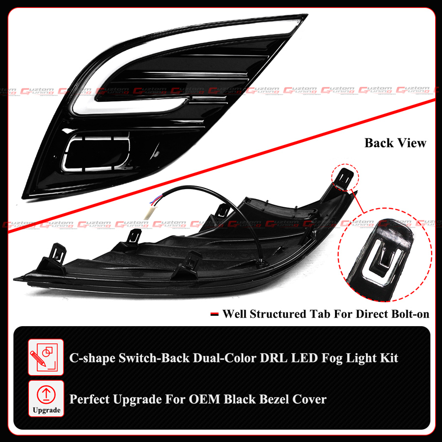 C-Shape DRL LED Bezel Cover + Clear Fog Light Kit For 2018-2020 Camry SE/XSE/TRD – Dual-Color, Wiring Included