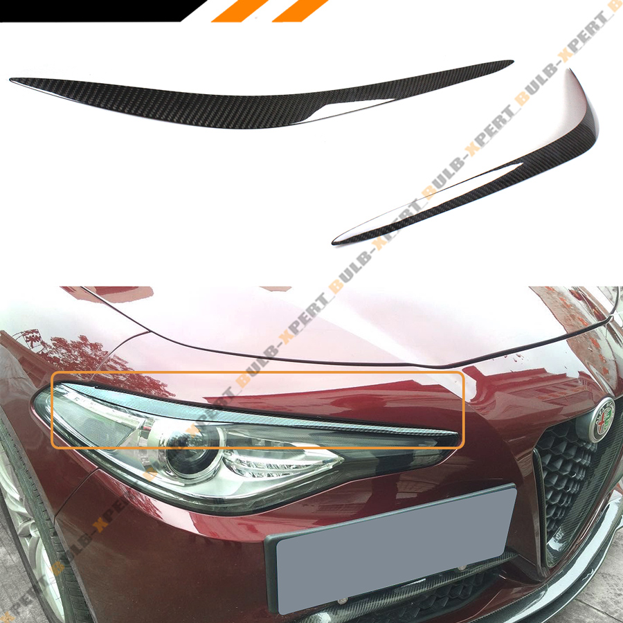 CARBON FIBER HEADLIGHT EYELID COVER EYEBROW FOR ALFA ROMEO GIULIA 2016-2018