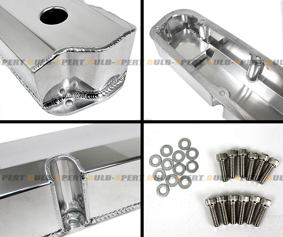 For SBF Ford Polished Fabricated Aluminum Valve Covers Short Bolt 289